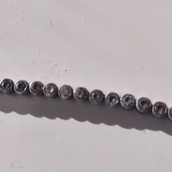 Sterling Silver Bezel Set Round White CZ Link 7" Bracelet - 10g - Picture 5 of 6